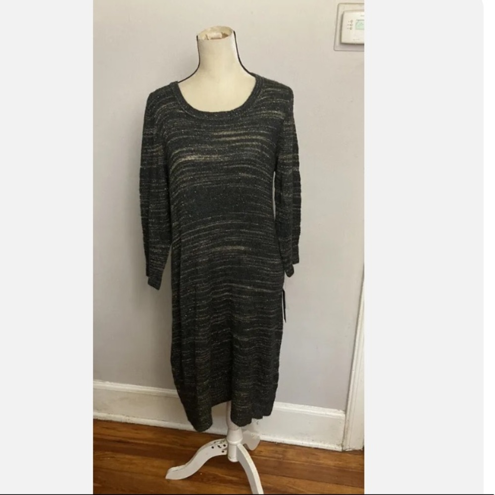 10-4 Apt 9 black sweater dress gold thread XL NWT